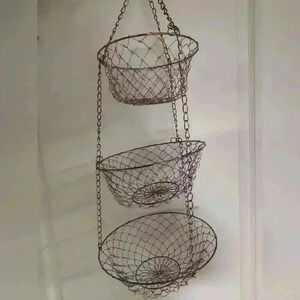 Copper 3  tier fruit hanging basket